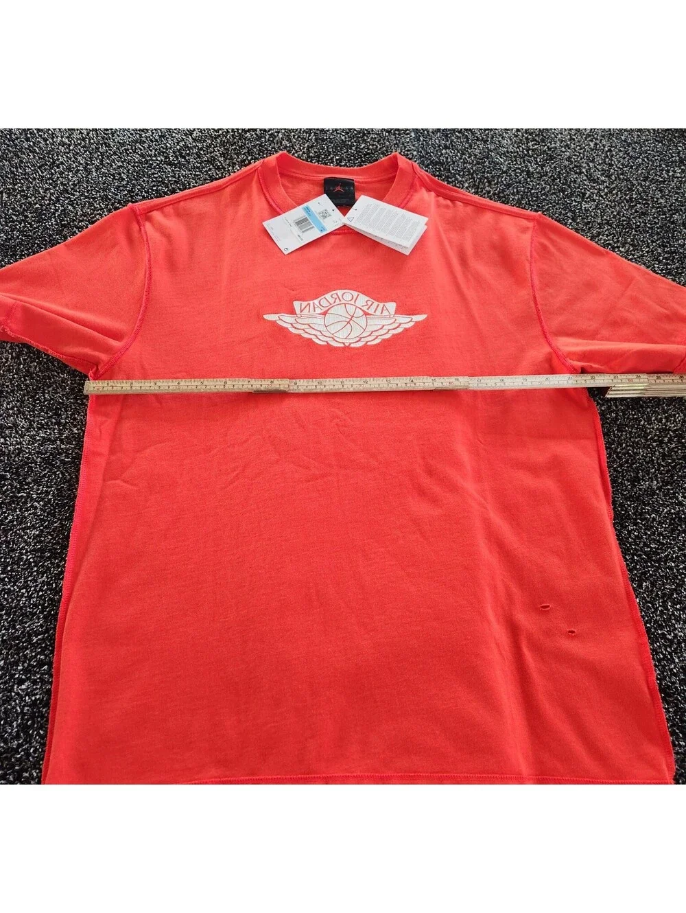 NEW Nike Air Jordan Rare Air Distressed S/s Shirt Mens Medium Sail Chile Cotton